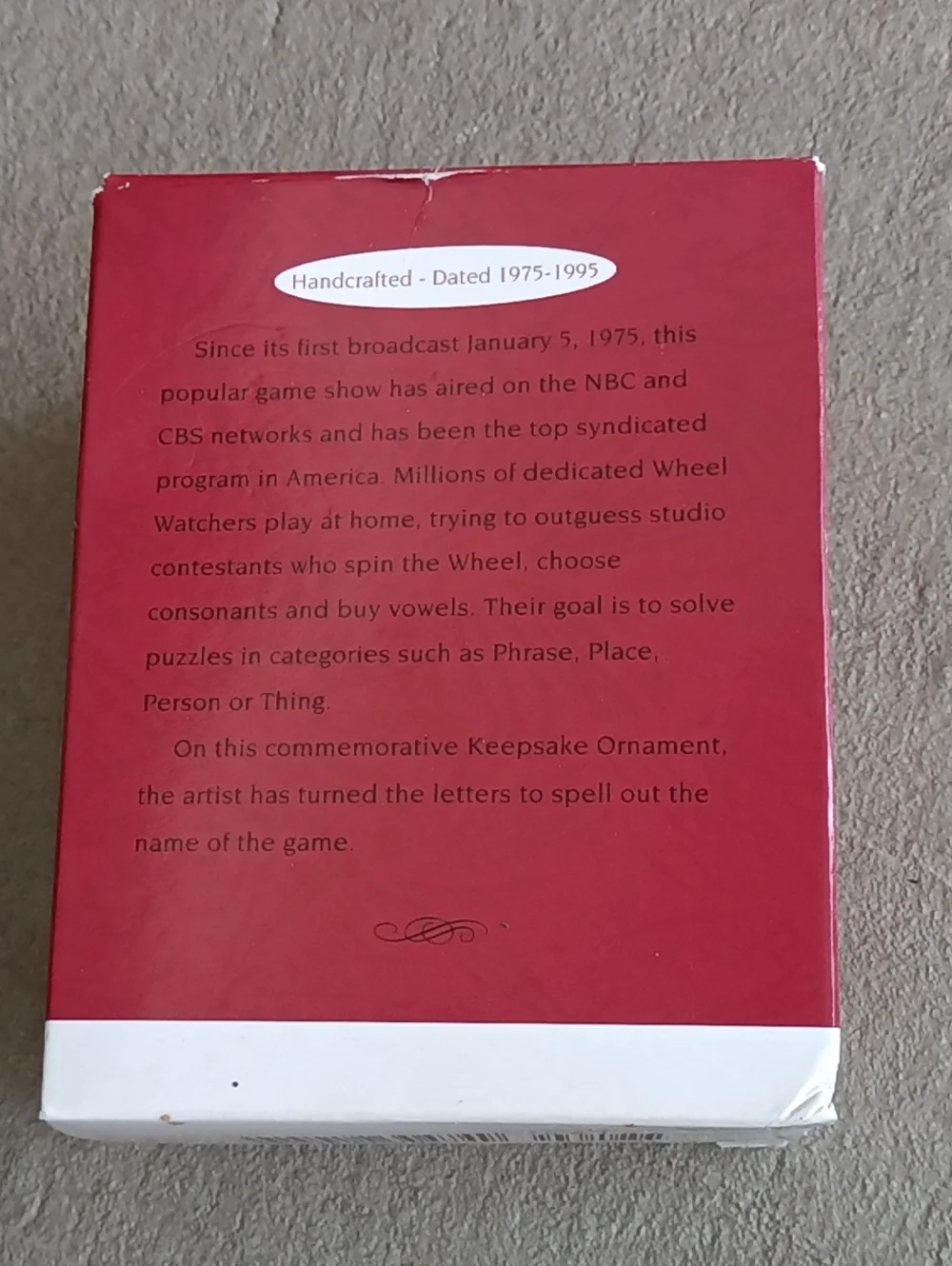 Wheel Of Fortune Vintage Hallmark 1995 Ornament